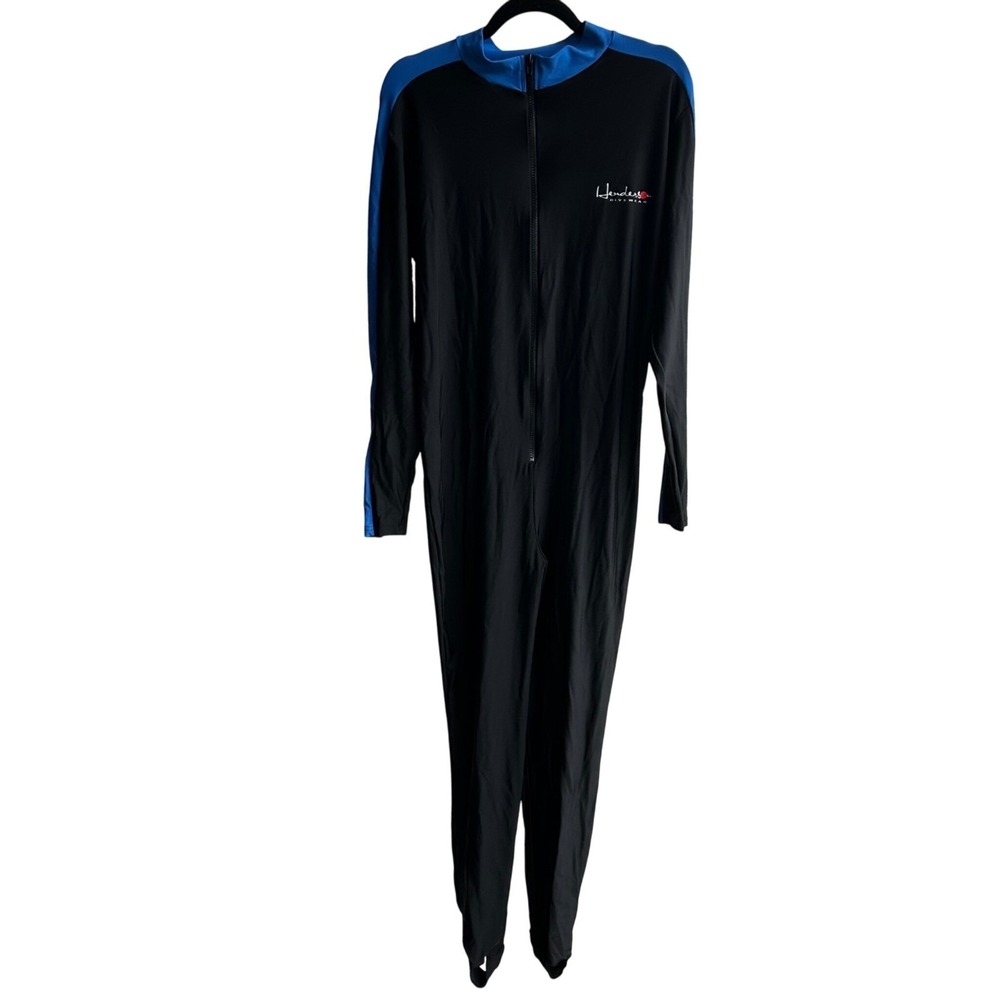 Henderson Dive Wear Mens 3XL Full Body Wetsuit UV Shield Black Blue Zipper